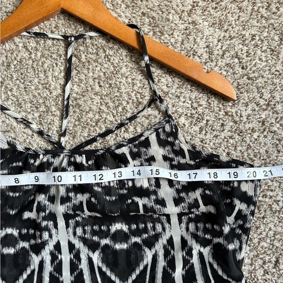 🦋 Express Black White Tank Top Spaghetti Strap Halter Flowy Blouse - Picture 8 of 8